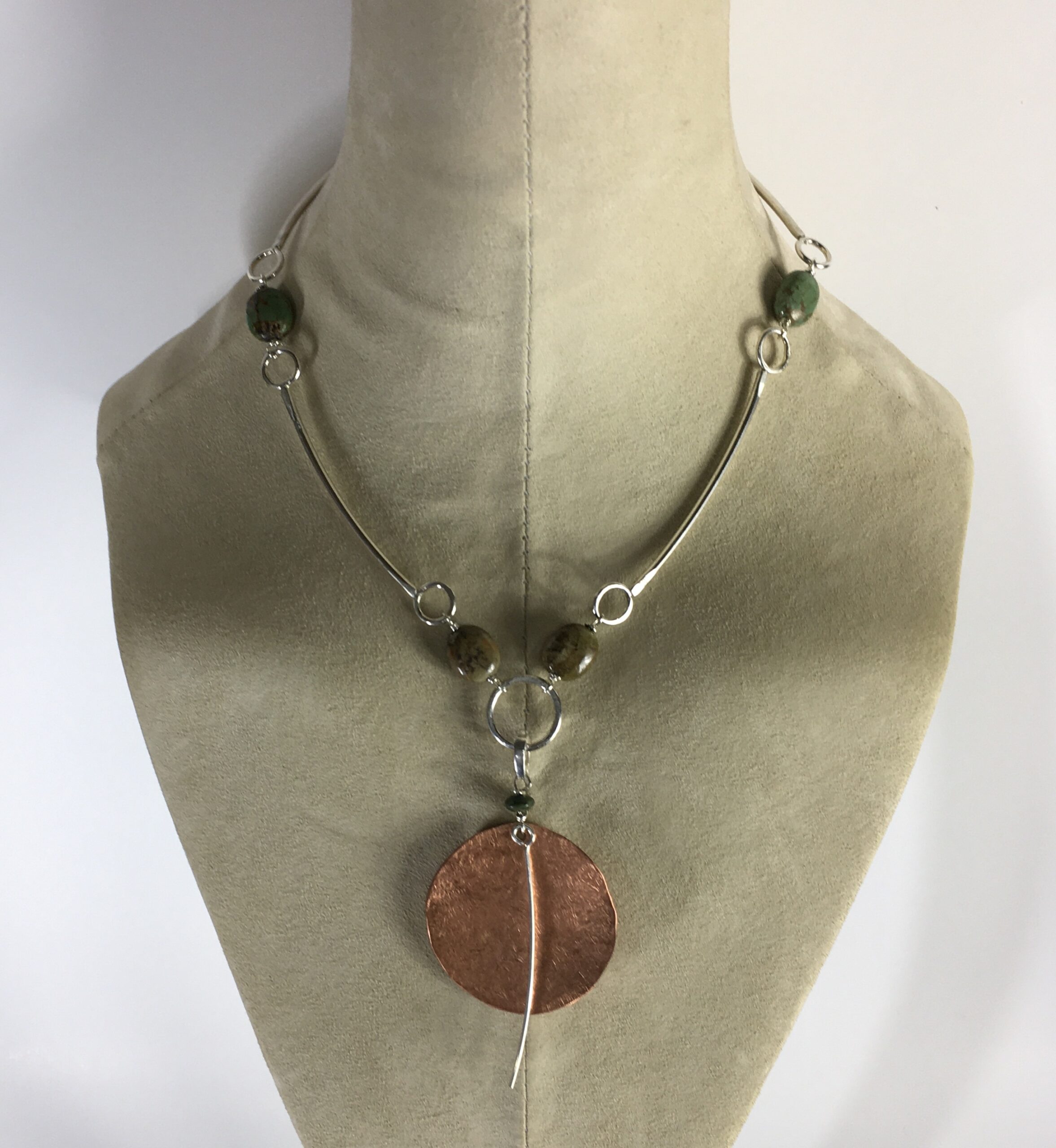 Sterling Silver and Turquoise Necklace w Copper Pendant - Metalsmithing - Fancy Findings