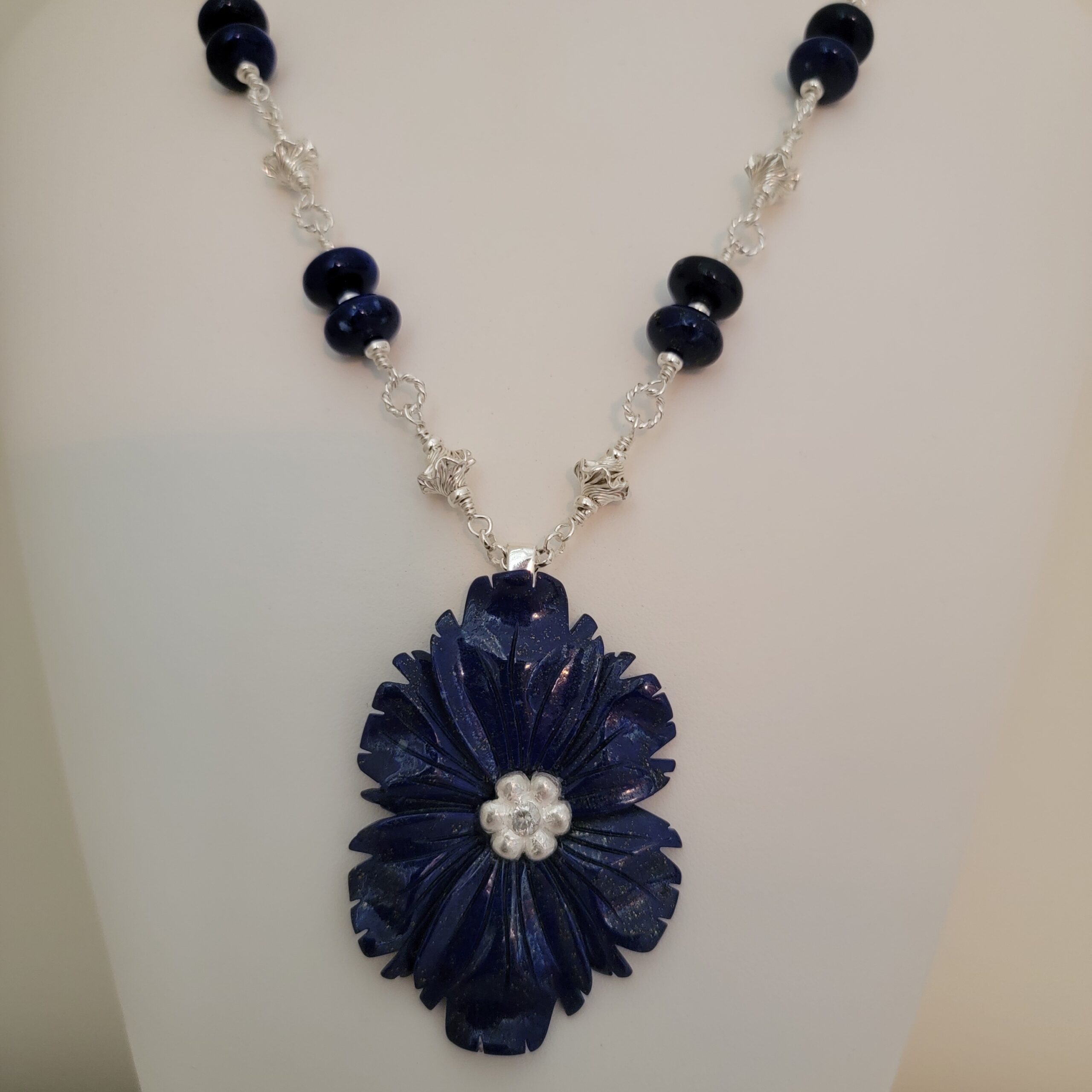 Lapis flower and sterling - Linda Donahue
